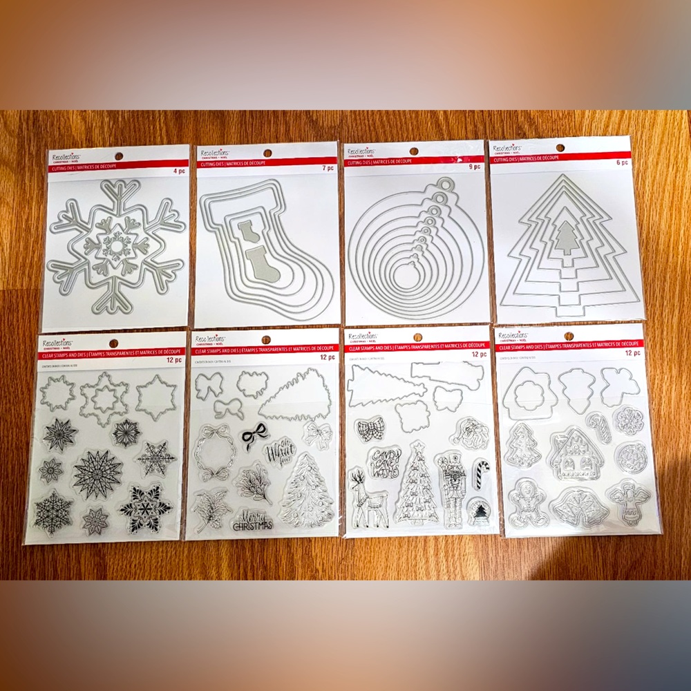 8 Recollections Christmas Themed Clear Stamp/Metal Dies Sets